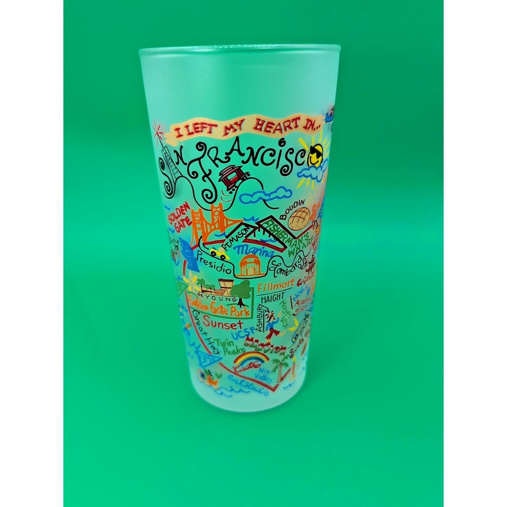 CatStudio San Francisco Scenery 15 oz. Frosted Drinking Glass Tumblers 2011
